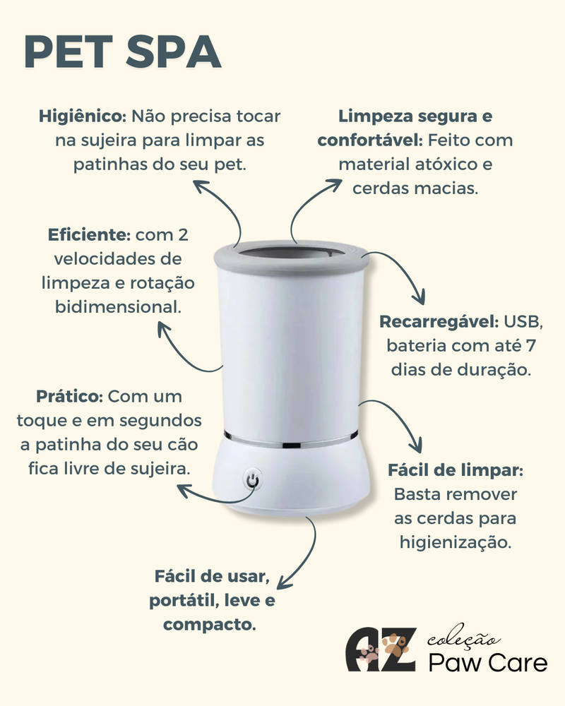 Limpador Elétrico de Patinhas para Cães - PET SPA