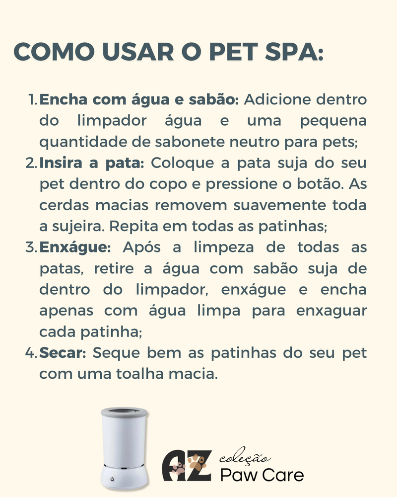 Limpador Elétrico de Patinhas para Cães - PET SPA